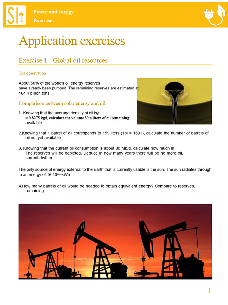 Power and Energy Calculation Exercises | PDF | Carbon Capture And ...