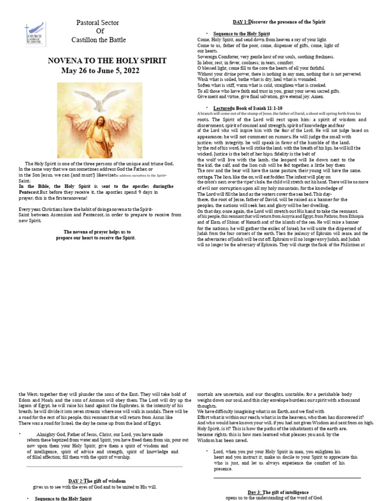 Novena to the Holy Spirit Guide | PDF | Jesus | Glory (Religion)