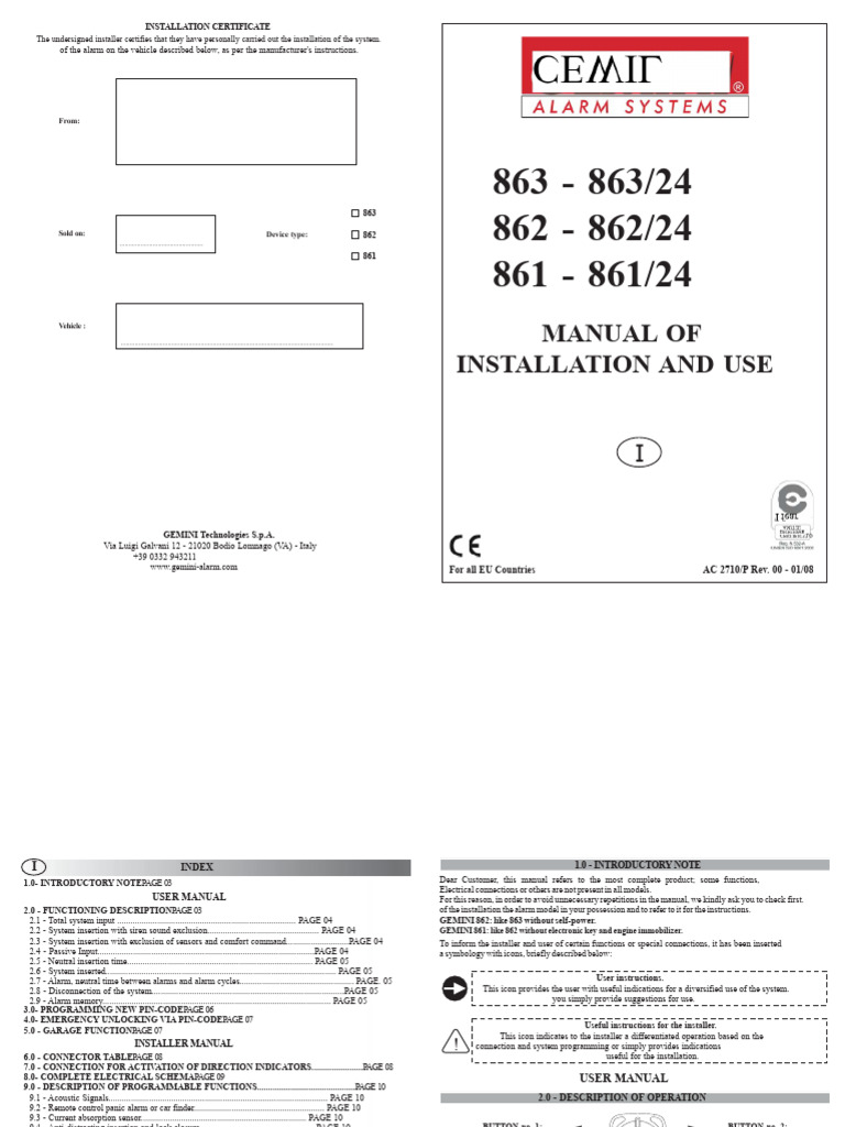 863-863_24 862-862_24 Installation and Use Manual. for All EU Countries ...