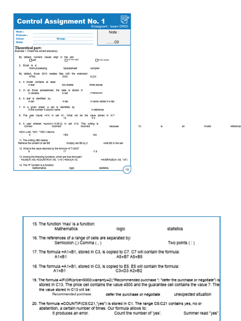 Bac Control Assignment Letter PDF | PDF | Microsoft Excel | Spreadsheet