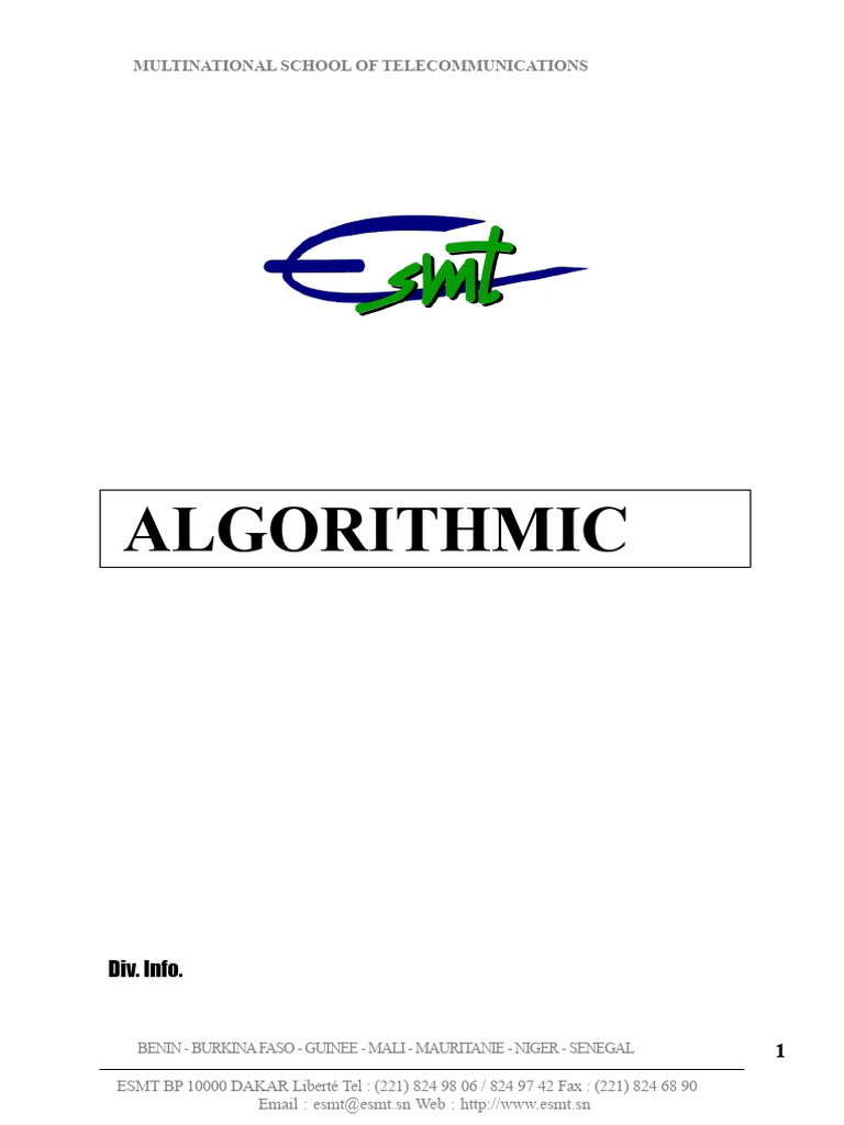 Algorithmics Guide for Telecommunications | PDF | Variable (Computer ...