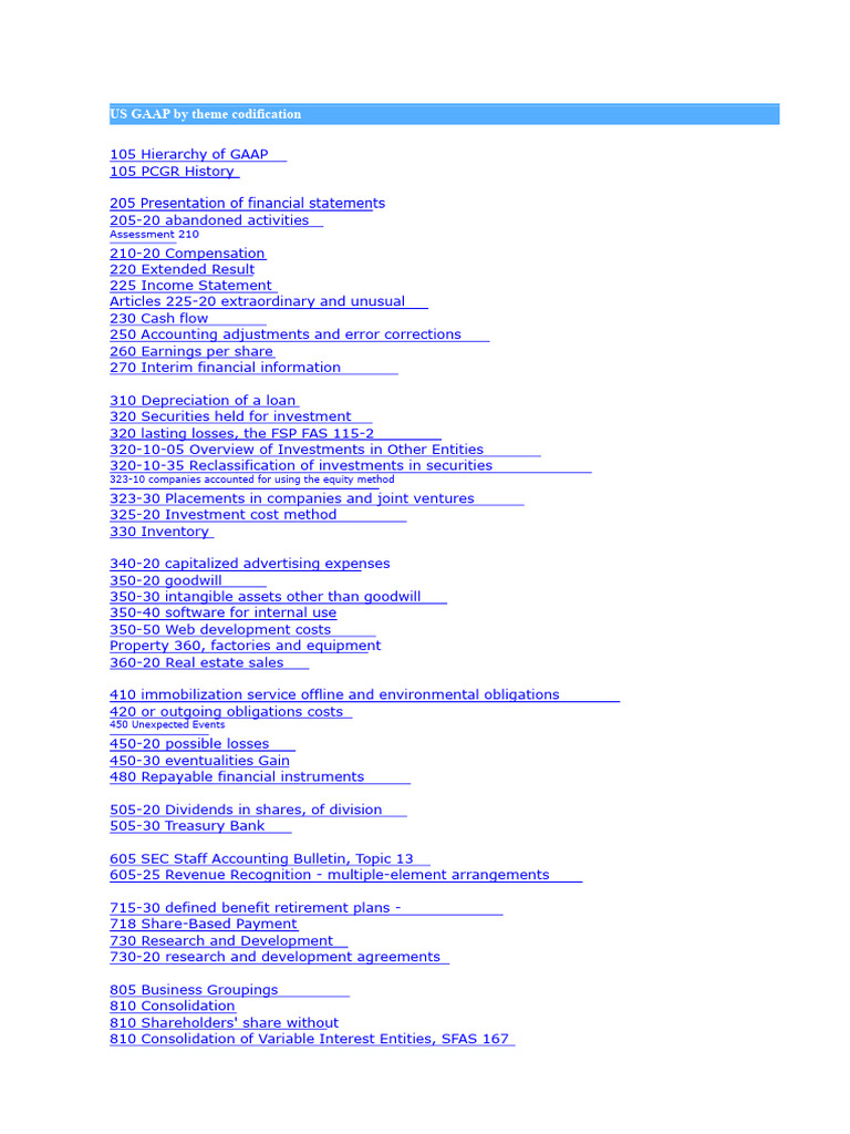 US GAAP Codification Overview | PDF | Generally Accepted Accounting ...