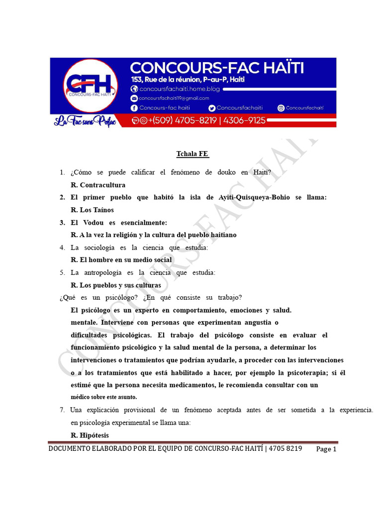 Tchala FE | PDF | Haití | Etnicidad
