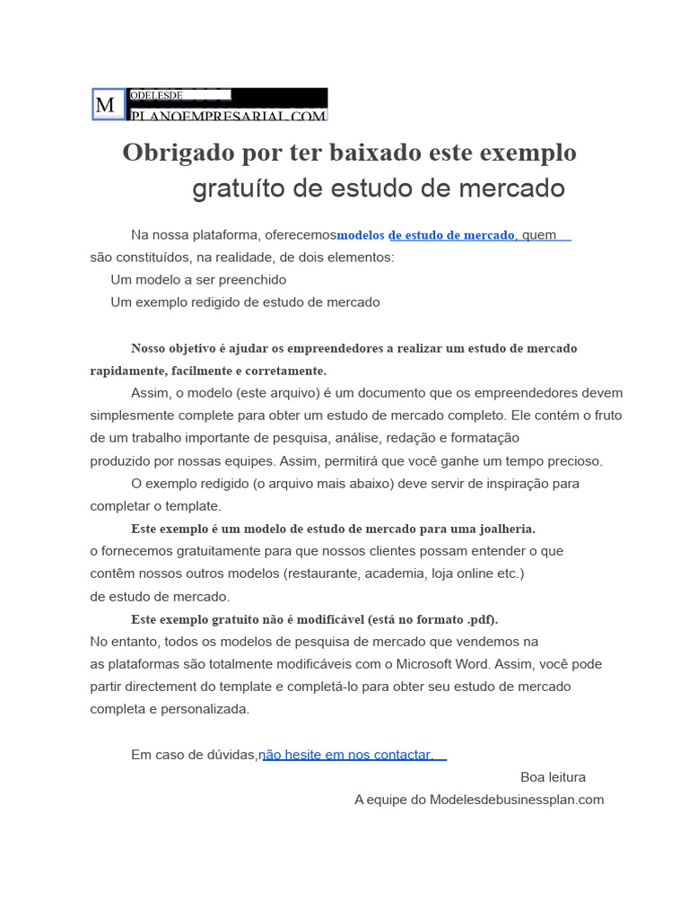 Modelo Gratuito de Estudo de Mercado | PDF | Análise SWOT | Segmentação ...