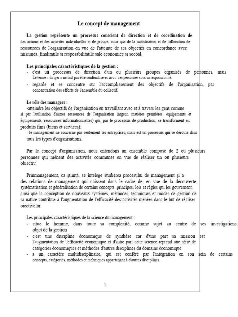 Comprendre le management et ses enjeux | PDF | Planification | Business