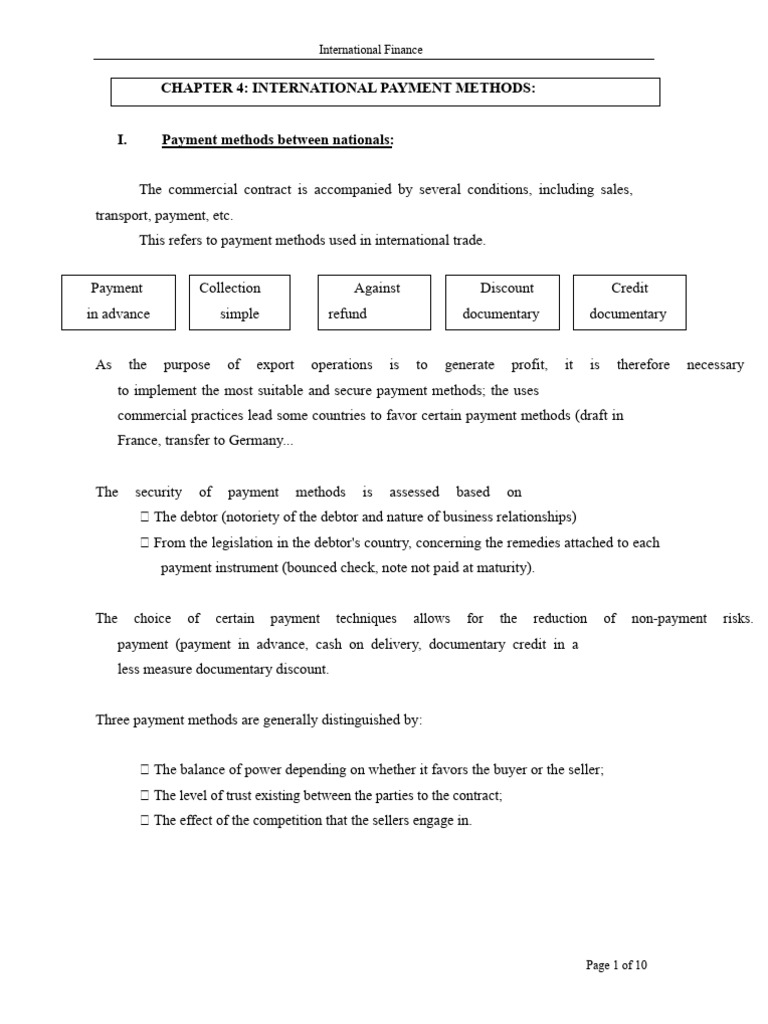 International Payment Methods Explained | PDF | Letter Of Credit | Cheque
