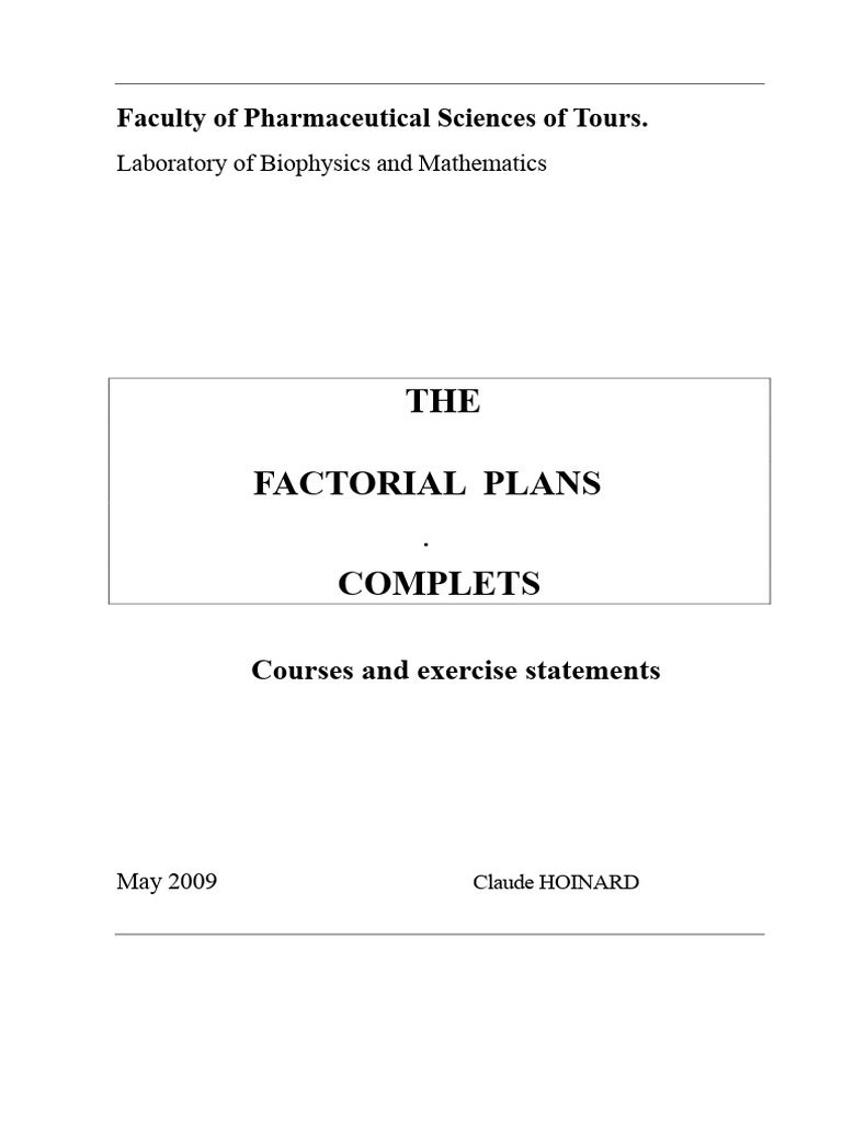 Complete Factorial Plans in Experiments | PDF | Linear Regression ...