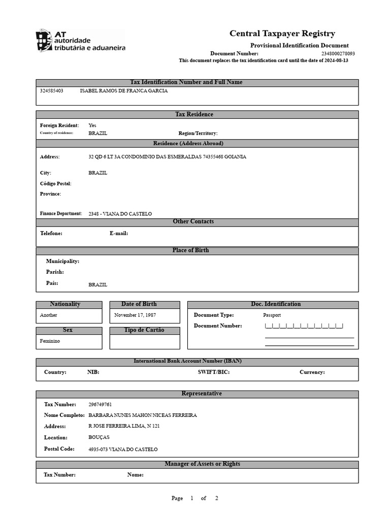 Central Taxpayer Registry Document | PDF | Identity Document | Payments