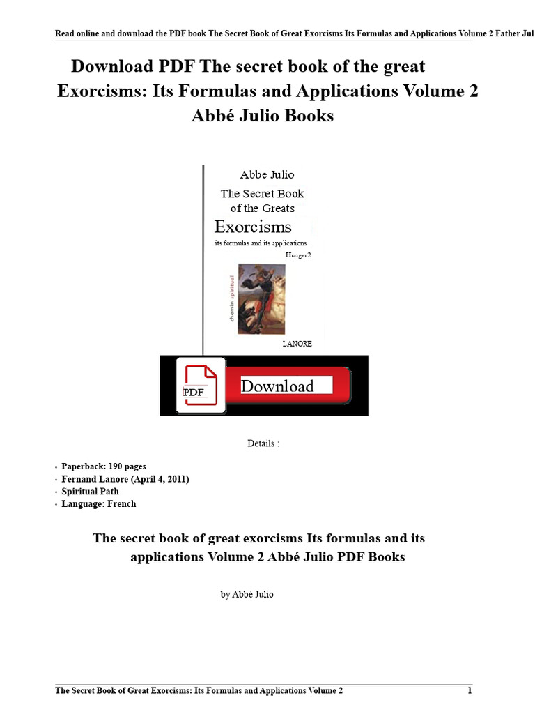 Exorcism Formulas: Volume 2 PDF Download | PDF