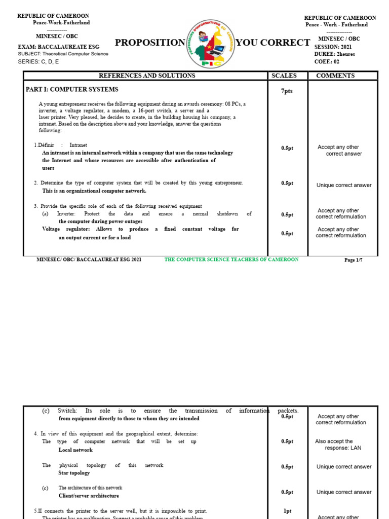 2021 Bac Exam Theoretical Computer Science Proposed Correction Esg ...