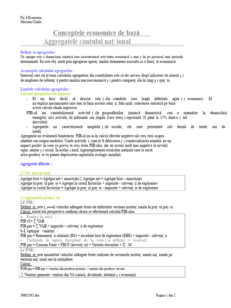 3 - Aggregatele Contului Național | PDF