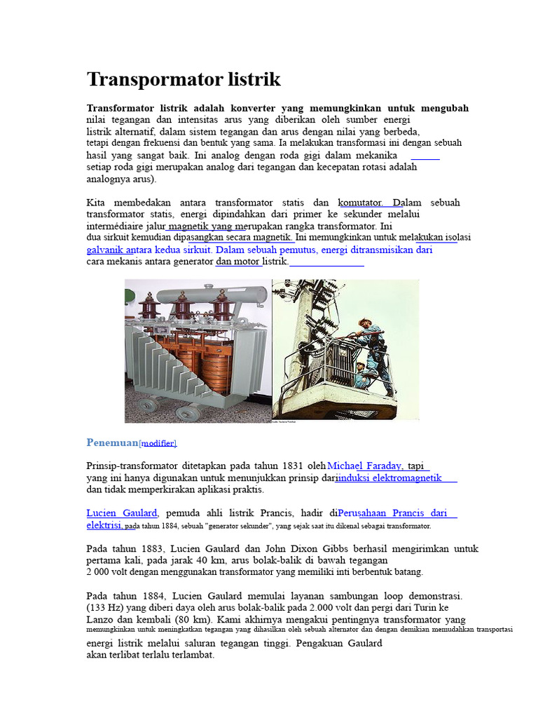 Transformator Listrik: Prinsip dan Fungsi | PDF