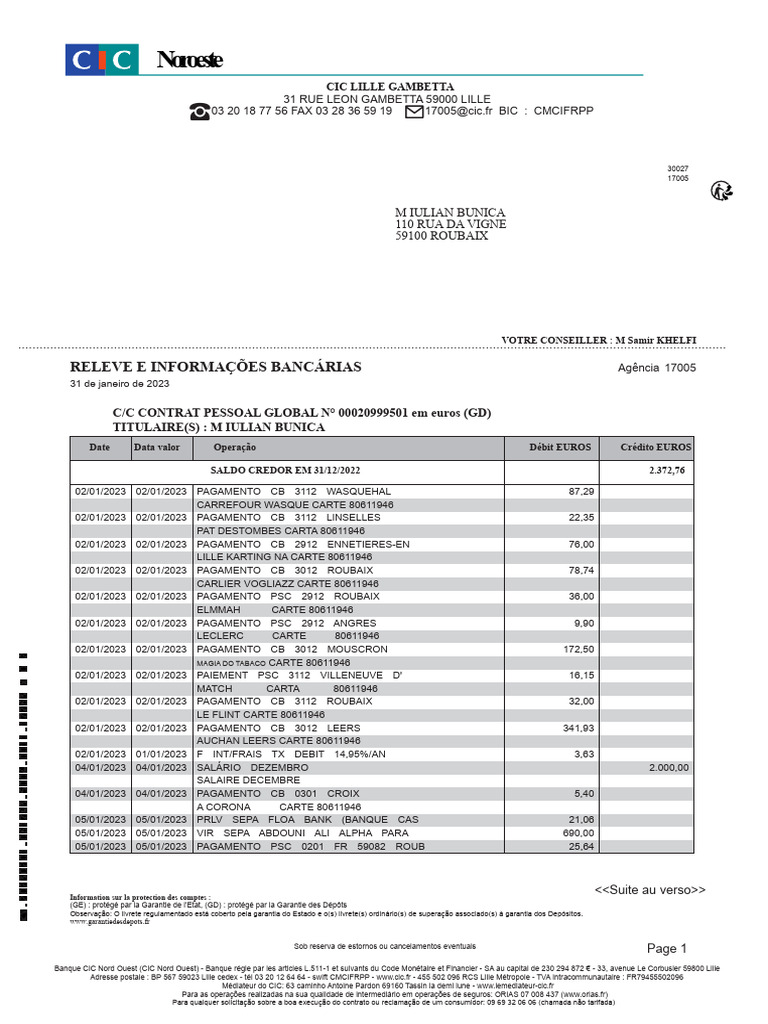 Extrato de Contas-1 | PDF