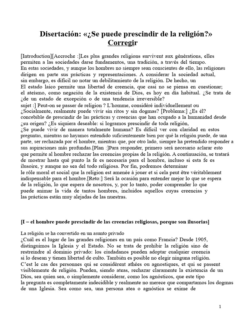 01 - Religión - Ensayo Corregido - ¿Podemos Prescindir de La Religión ...