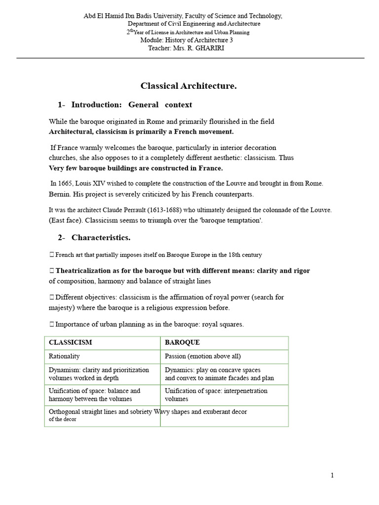 French Classical Architecture Overview | PDF | Baroque | Palace Of ...