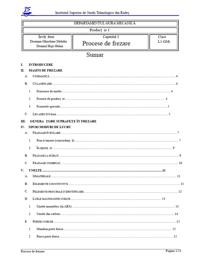 Procese de Frezare | PDF