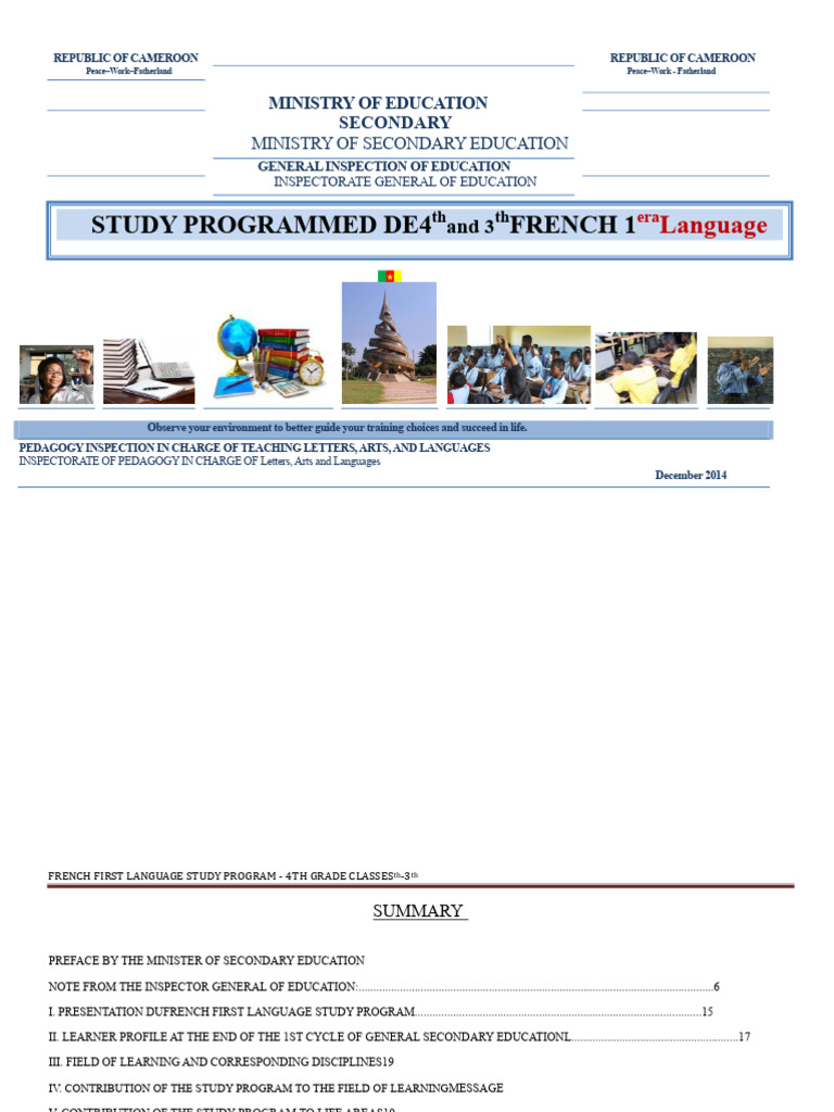 French Language Curriculum for 4th Grade | PDF | Science | Learning