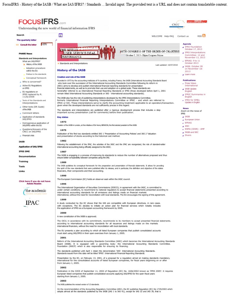 FocusIFRS - History of The IASB - What Are IAS - IFRS - Standards and ...