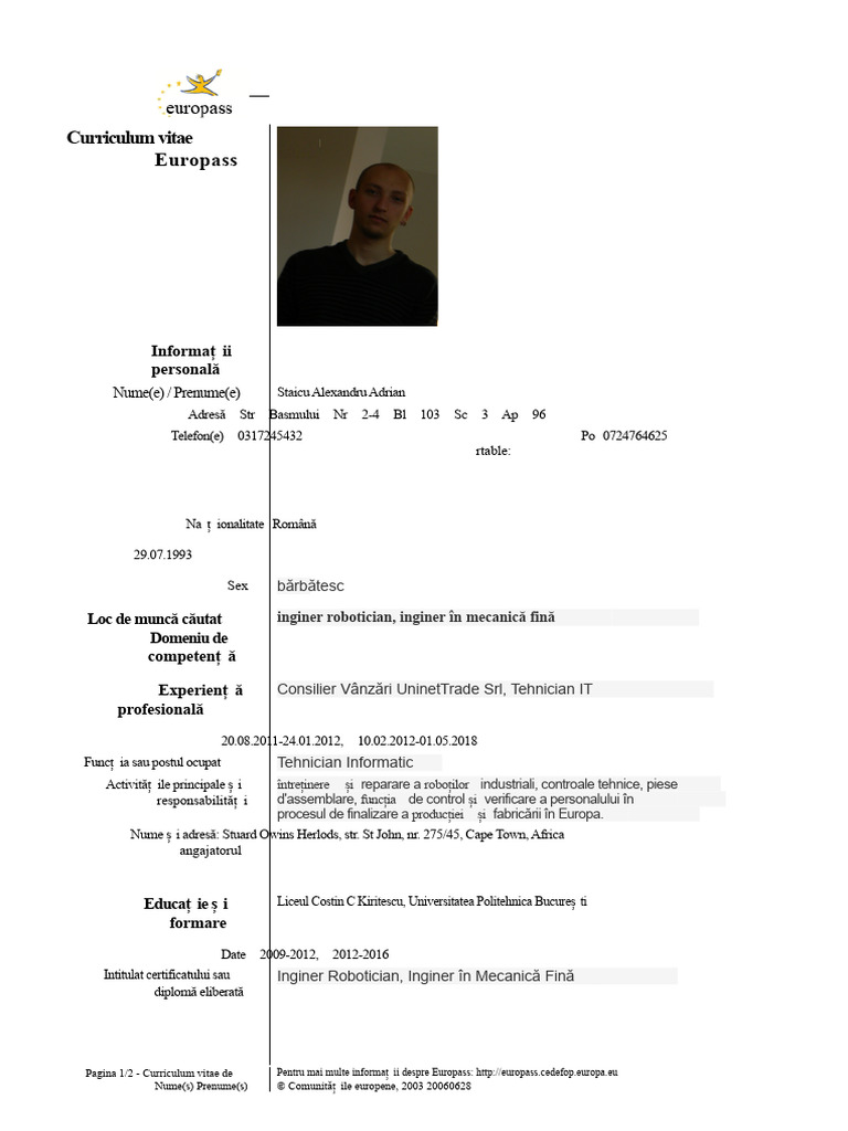 Model CV În Franceză | PDF