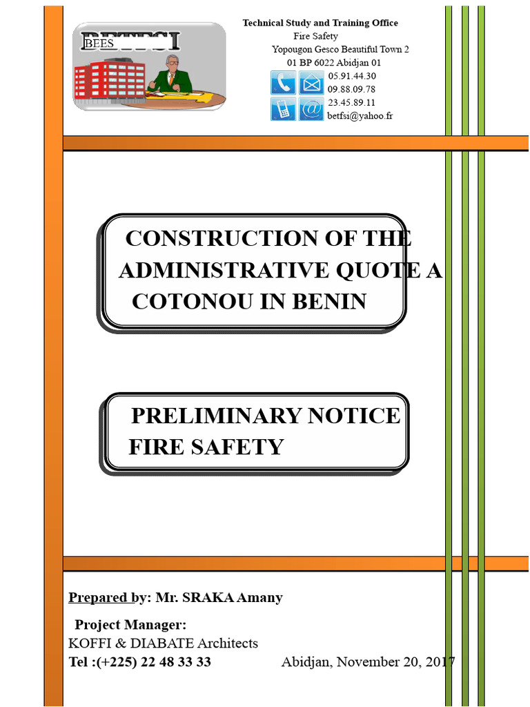 Cotonou Fire Safety Study Report | PDF | Stairs | Ventilation ...