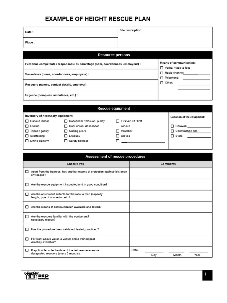 Height Rescue Plan Template Guide | PDF | Emergency | Occupational ...