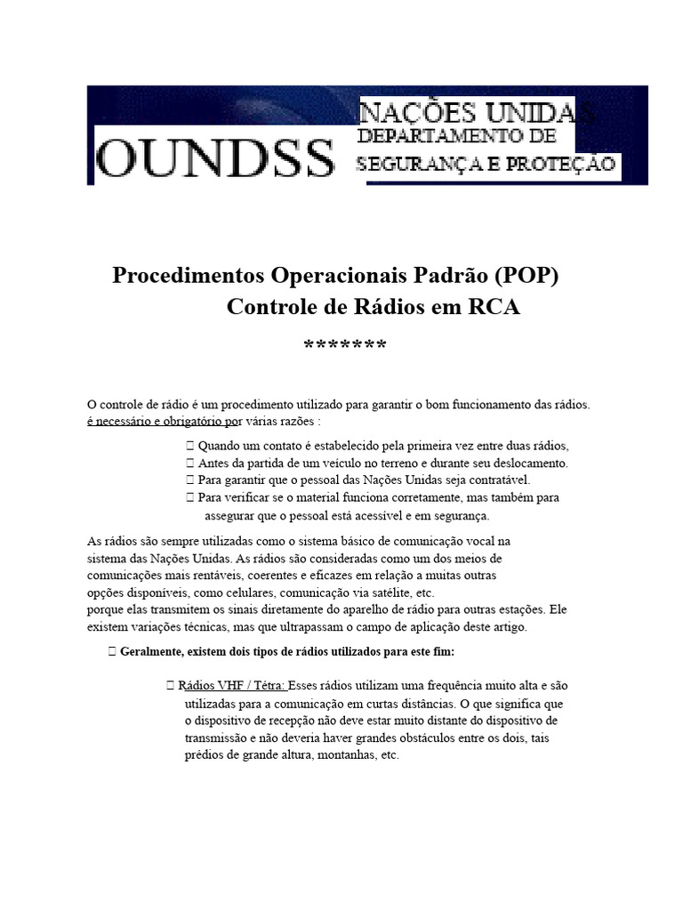 Controle de Rádios em Operações da ONU | PDF | Rádio | Comunicação