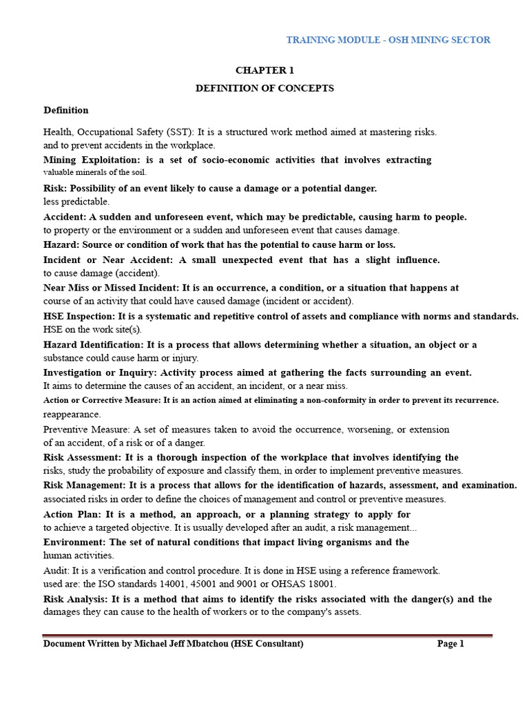 OSH Training Module for Mining Sector | PDF | Occupational Safety And ...