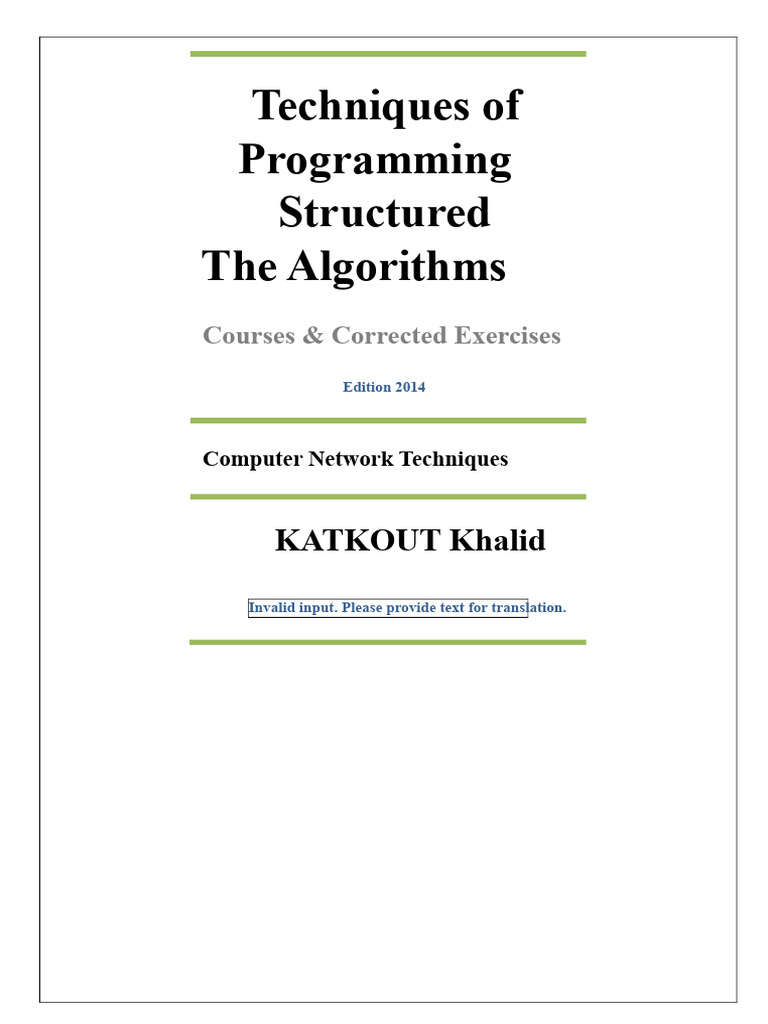 Algorithms - Course + Corrected Exercises - KHALID KATKOUT PDF | PDF ...