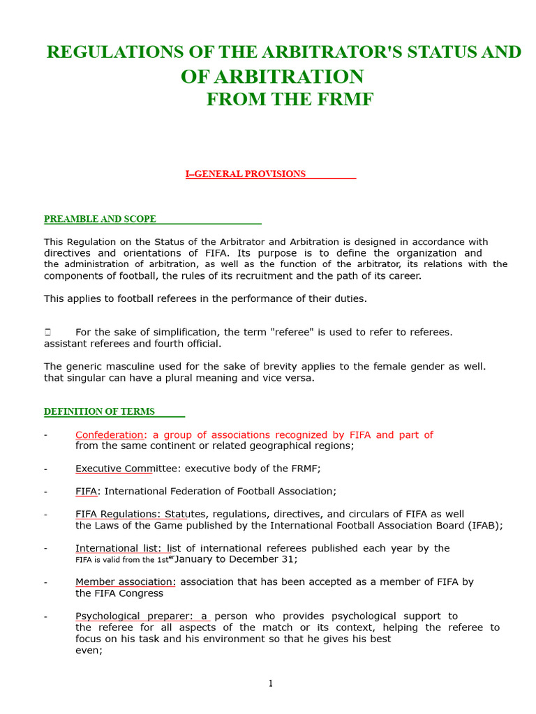 Moroccan Football Referee Regulations | PDF | Fifa | Association Football
