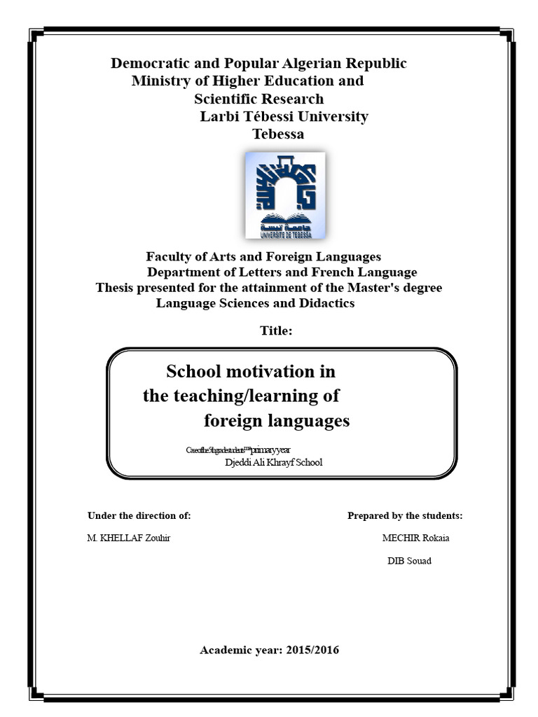 School Motivation in The Teaching/learning of Foreign Languages | PDF ...