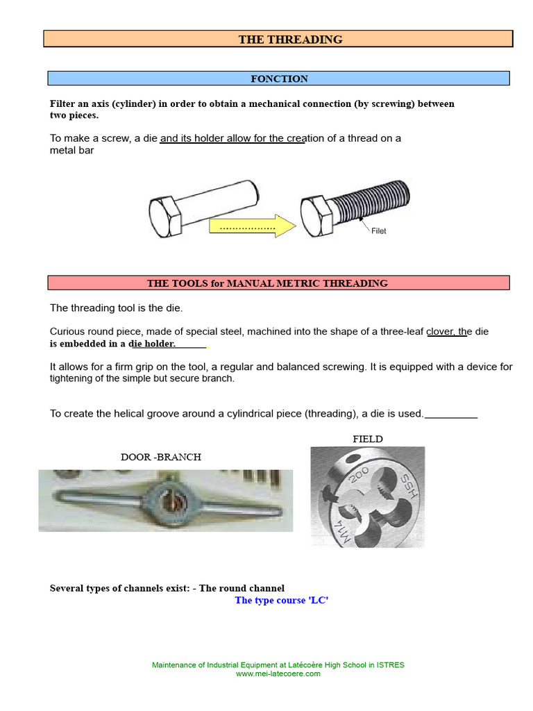 Manual Metric Threading Guide | PDF | Screw | Metalworking