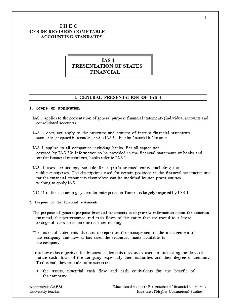 IAS 1 Financial Statement Presentation Guide | PDF | Income Statement ...