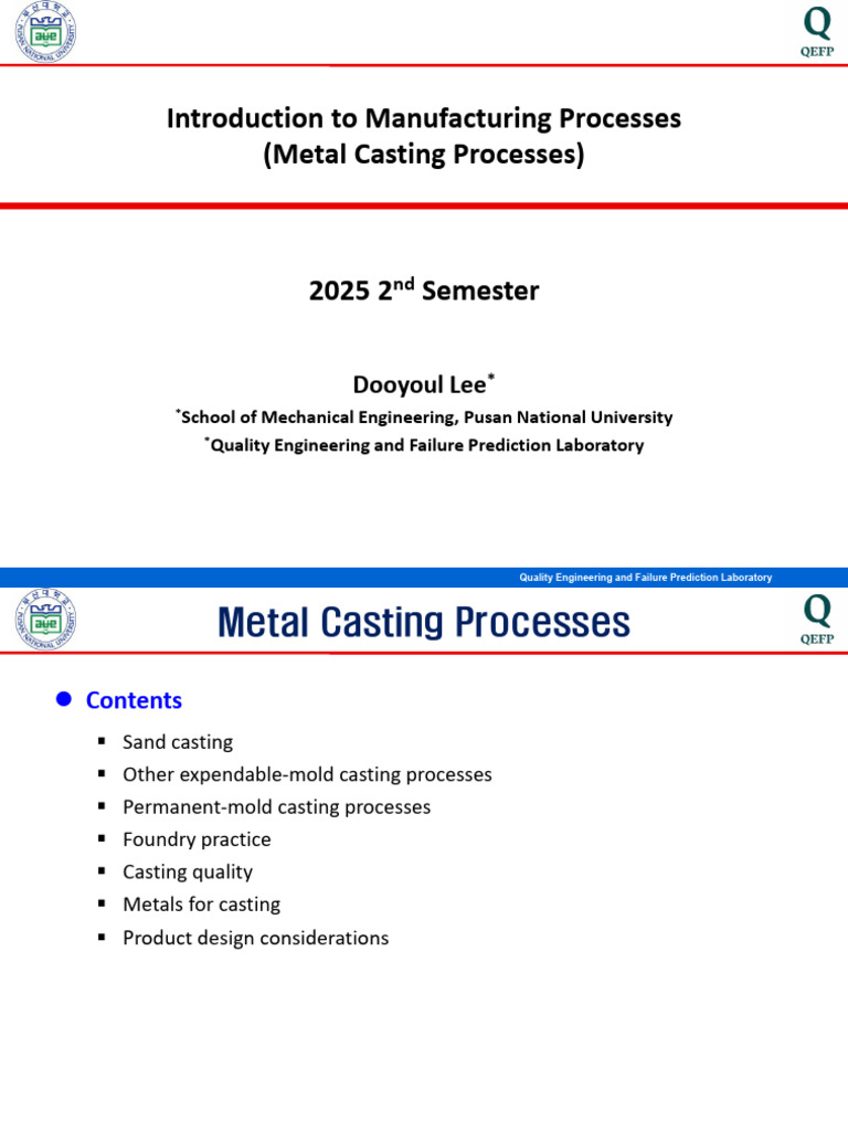 Metal Casting Processes Overview | PDF | Casting | Foundry