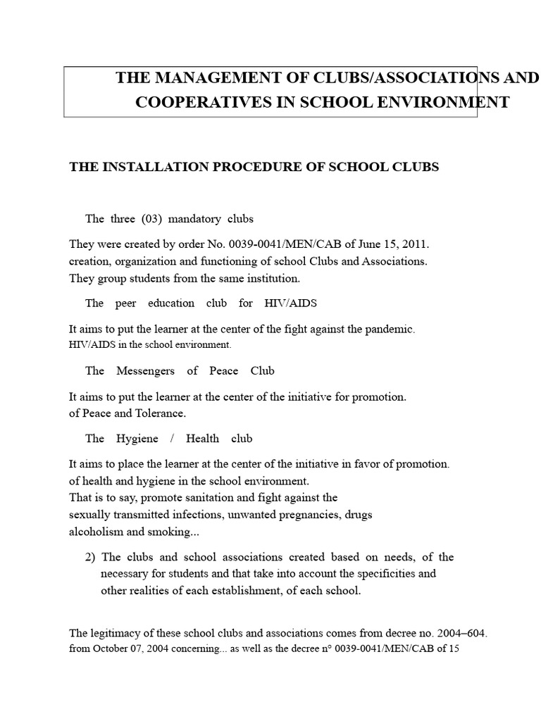 Managing School Clubs and Associations | PDF | Evaluation | Teachers