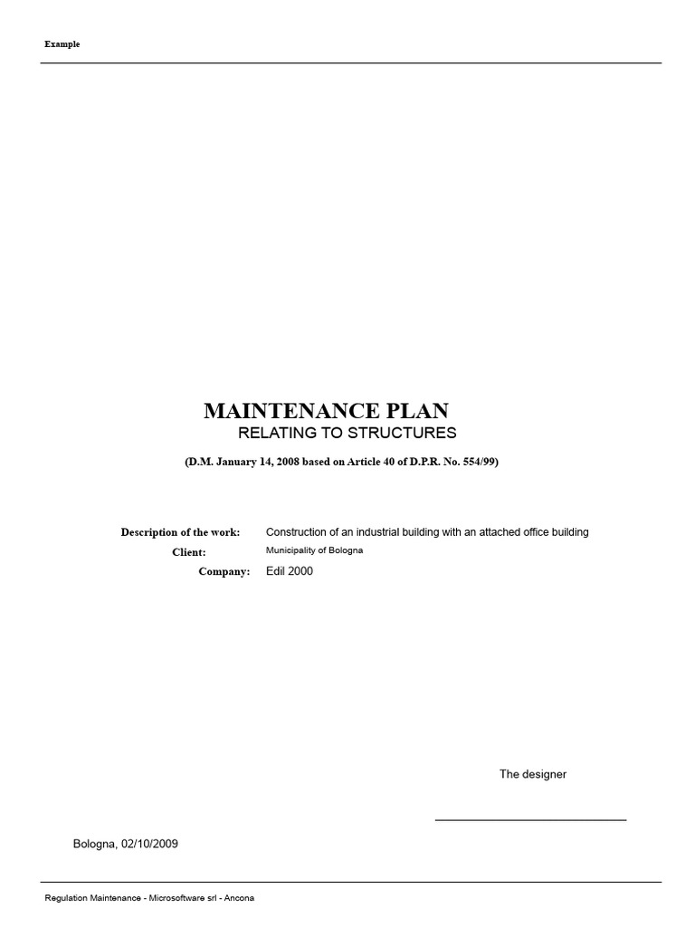 Example of Structural Maintenance Plan (Complete) | PDF | Concrete ...