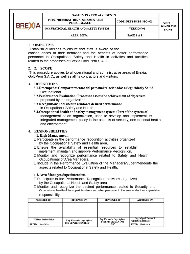Occupational Safety Performance Guidelines | PDF | Occupational Safety ...