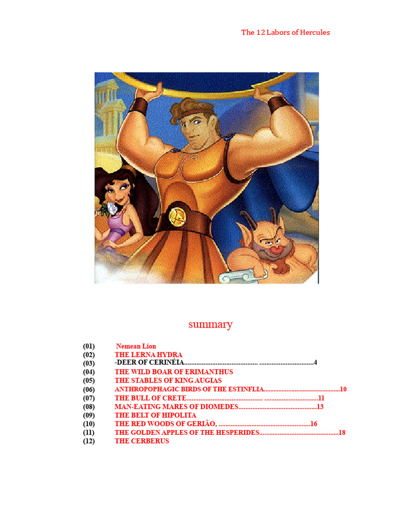 The 12 Labors of Hercules Explained | PDF | Minotaur | Hera