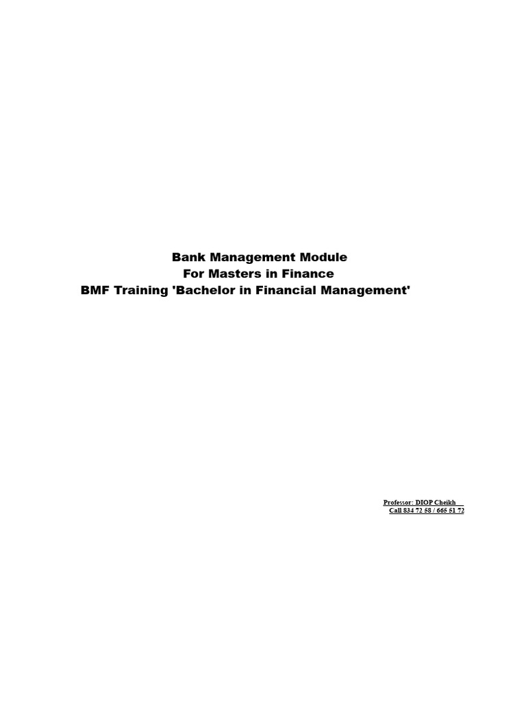 Banking Management Course Overview | PDF | Option (Finance) | Banks