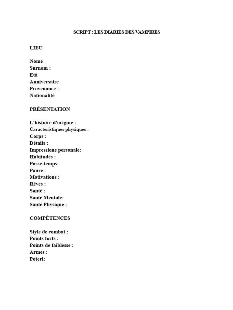 Script des Diaristes Vampires | PDF