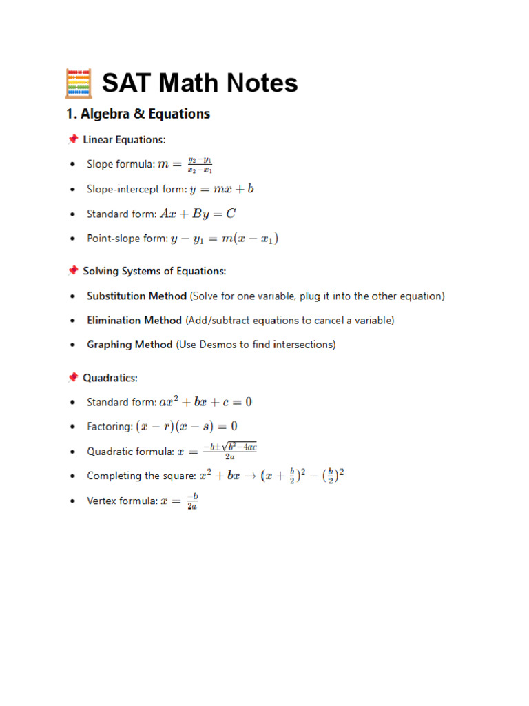SAT Math and English Study Guide | PDF