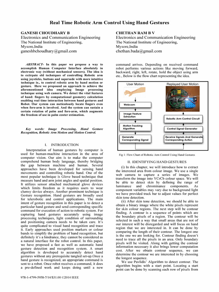 Gesture-Controlled Robotic Arm System | PDF | Robotics | Computer Vision