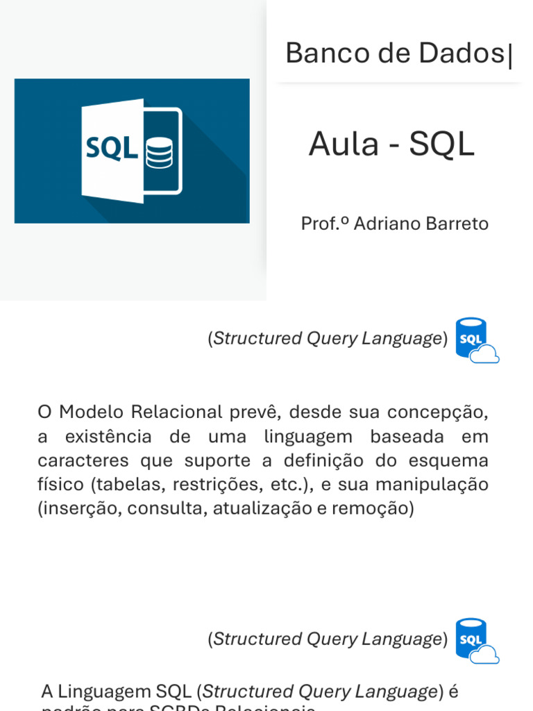Introdução à Linguagem SQL e Comandos | PDF | SQL | Software de ...