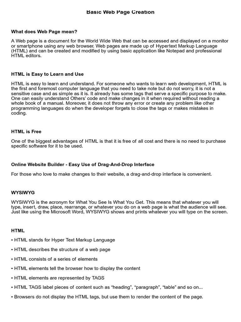 Reporters Basic Web Page Creation 1.Docx 20250904 220916 0000 | PDF ...
