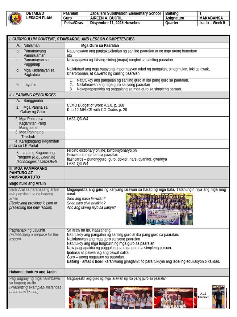 Makabansa 1 DLP Ws q3 w5 Day2 | PDF