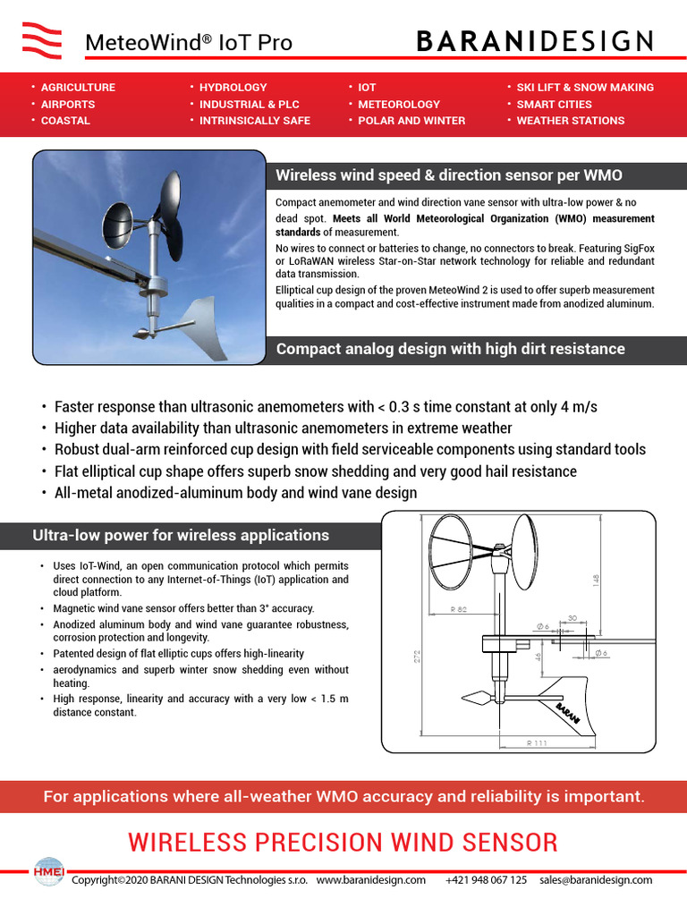 Wireless Wind Sensor for IoT Applications | PDF | Wind Speed | Meteorology