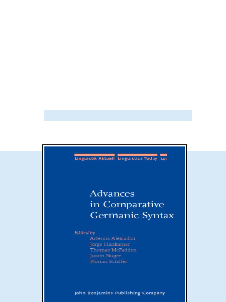 (Ebook) Advances in Comparative Germanic Syntax (Linguistik Aktuell ...