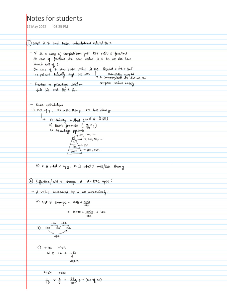 Percentage Notes Video | PDF