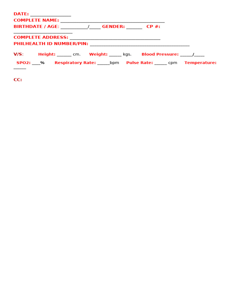 Patient Information Form Template | PDF