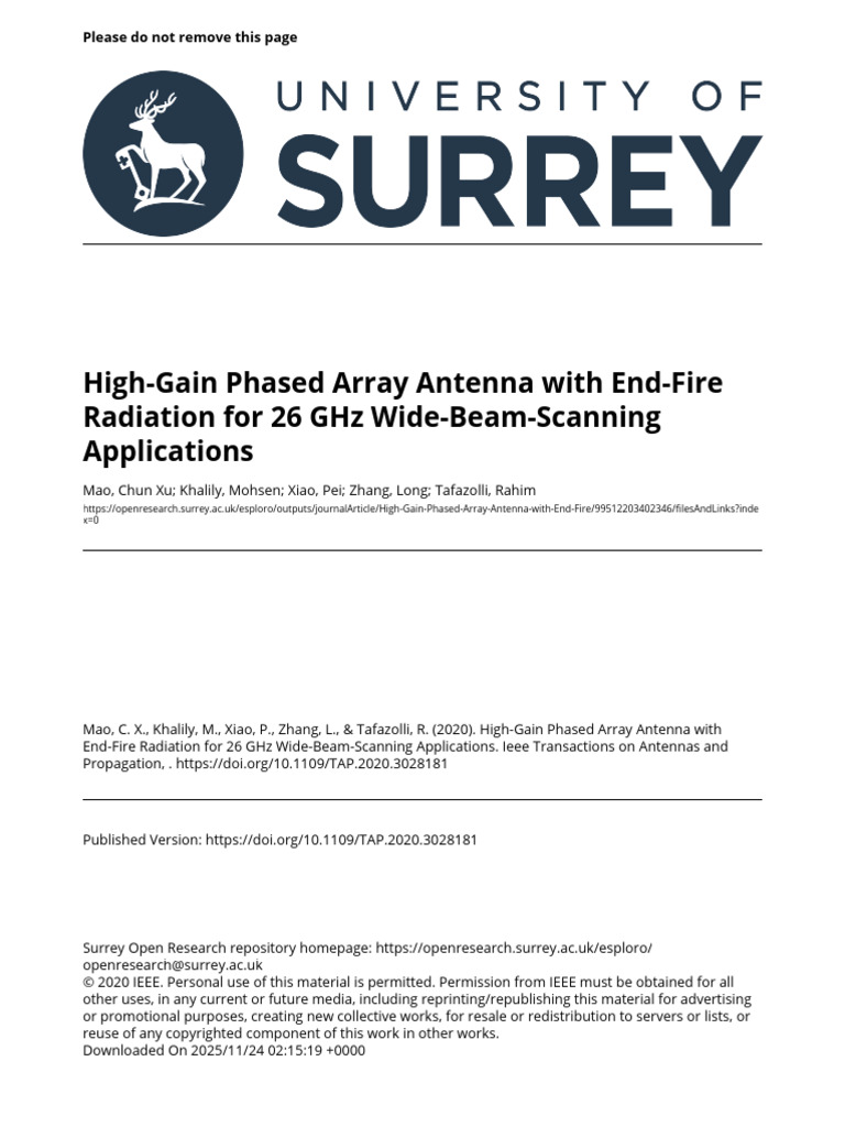 High-Gain Phased Array Antenna With End-Fire Radiation for 26 GHz Wide ...