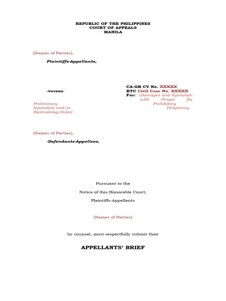 451413110 Appellants Brief Court of Appeals | PDF | Appeal | Judgment (Law)